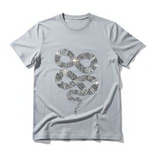 High End Rhinestone T <b>Shirt</b> Custom OEM Manufacture Luxury Diamond Embellished Street Wear Heavyweight <b>Mens</b> Cotton Tee - Product Image 1