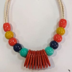 Collar de Perlas de Imitación NEHA ENTERPRISES NE-876, Diseño Geométrico Rosa, Estilo Vintage, Resina Acrílica Dorada, para Mujer - Product Image 2