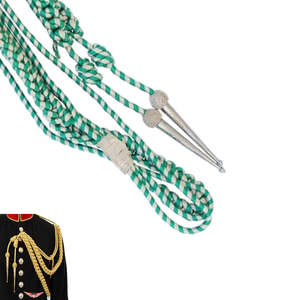 Green and White <b>Braided</b> Metallic <b>Cord</b> with Silver Tips for Garment Use - Product Image 3