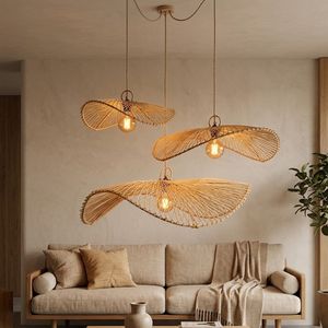 Abat-jour en rotin naturel, lampe suspendue en bambou, couvre-lampes en osier, designs asiatiques modernes écologiques pour la maison, les hôtels, les restaurants - Product Image 3