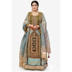 Vestido de novia de seda vintage de alta calidad para mujer, estilo salwar kameez, largo hasta el suelo, bordado, estilo étnico, vestido afgano kuchi, corte holgado. - Product Image 5