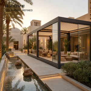 Pérgola RKOVE RK-S3 personalizada de 6x9m con múltiples bahías y paneles de vidrio para hotel y spa, pérgola exterior de aluminio. - Product Image 5