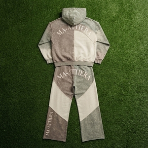 Ensemble sweat à capuche oversize et pantalon de survêtement large en molleton de coton délavé color block pour femme, style streetwear, OEM ODM - Product Image 6