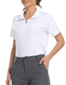 Haut d'été court à col polo pour femme, respirant, demi-zippé, à manches courtes, en maille fine - Product Image 4