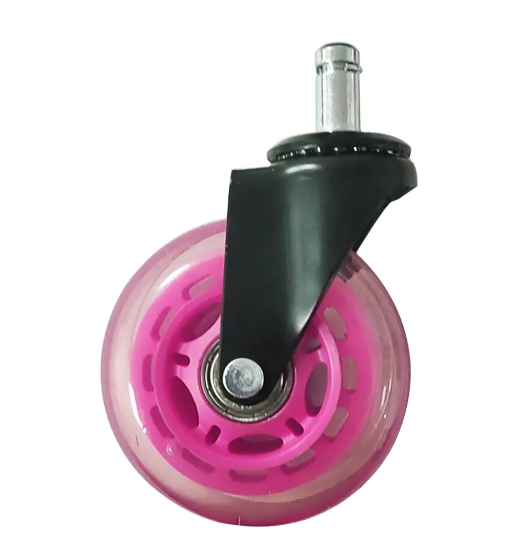 Huarui pino de roda para móveis, rosa, 75mm, 3 polegadas, pu, rodas de cadeira, m11x22, punho em anel, haste, cadeira, para mue