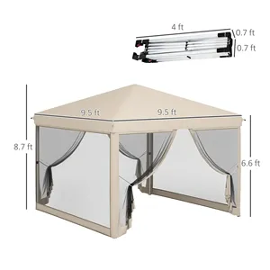 Tonnelle de réception beige imperméable en maille pour événements en extérieur, jardin et cour - Product Image 2