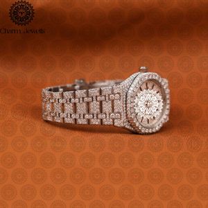 Charm_Jewells Luxury Stainless Steel <b>Watch</b> Round Case 38mm Analog Quartz <b>Diamond</b> Encrusted Women's Fashion - Product Image 4