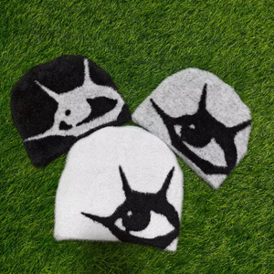 Mohair Beanie Outdoor Custom High Quality Beanies Keep Warm Skull Fisherman Winter Street Wear Mohair Beanie <b>Hat</b> Custom logo - Product Image 1