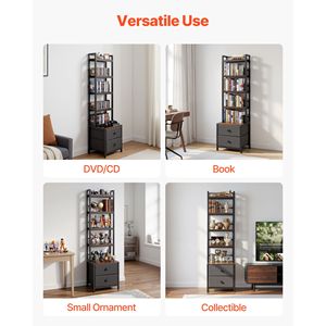 Mobile Portaoggetti Multimediale con 4 Ripiani e Cassetti per DVD, 15.75 X 11.81 X 56.50, Organizzatore per CD da Soggiorno - Product Image 6