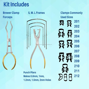 Kit de Dique de Goma Dental con 12 Pinzas Anti-Reflejantes, Marcos S/M/L, Alicates Perforadores, Pinza Brewer y Pinzas Ergonómicas Manuales para Endodoncia - Product Image 1
