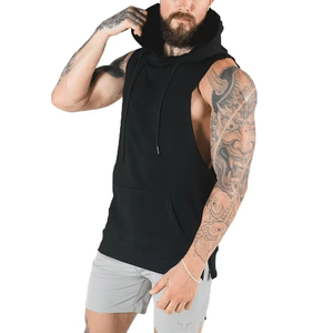 Débardeur à capuche sans manches pour hommes, en molleton de coton épais, pour musculation et entraînement en salle de sport, coupe ajustée, personnalisable OEM, marque privée - Product Image 4
