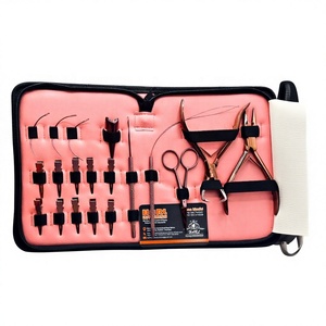 Kit d'outils pour extensions de cheveux plaqués or rose, avec pinces, boucles et ciseaux, outils de coiffure - Product Image 2