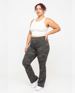 Gym Fitness Plus Size Leggings Camo Printed Flare Yoga Pants High Waist Gym Workout Flare Pants Polyester Camo Printed <b>Tights</b> - Product Image 3
