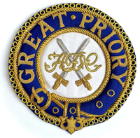 Écusson maçonnique de la Grande Priorie de Malte, brodé main au fil de bouillon, à coudre, de luxe, personnalisé, OEM, résistant à l'eau