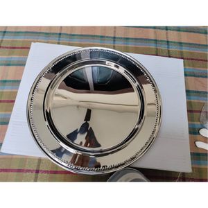 Stainless Steel Beaded Charger Plate Silver <b>Mirror</b> Finish Plate <b>For</b> Wedding Decoration Wholesale Party Tableware Under Plate - Product Image 2