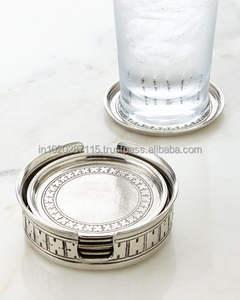 Posavasos de metal con acabado dorado antiguo con patrón étnico intrincado para la decoración tradicional del restaurante de la cocina del comedor real - Product Image 6