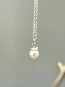 Collier superposé fait main avec pendentif perle, pierre de naissance de juin, pour femme, cadeau pour maman, collier délicat à chaîne fine avec une seule perle - Product Image 6