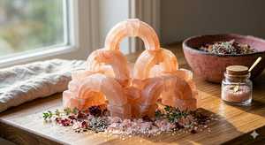 Sel de bain de haute qualité à la rose de l'Himalaya, en forme de cristaux, dans un récipient en verre, logo personnalisé, best-seller, nouvelle arrivée, pour adultes, en vente en ligne - Product Image 5