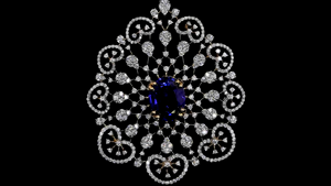 Collar de diamantes cultivados en laboratorio con diseño de pavo real y piedra azul |   Collar de Novia Chapado en Oro de 18K |   Regalo de Fiesta Indio de Lujo - Product Image 2