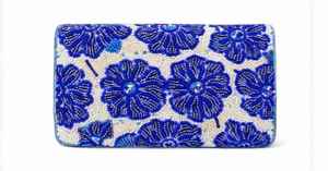 Bolso de Mano de Lujo Hecho a Mano con Cuentas Florales Azules, Bolso de Noche de Diseñador, Accesorio de Moda para Fiestas - Product Image 4