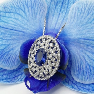 Joyería de Producción Rápida, Confiable, de Alta Gama, Oro Blanco, Diamante Natural, Zafiro, Colgante con Dije, Clásico, para Fiesta, Mujer - Product Image 5