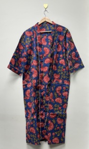 Wholesale Summer Spring Floral Cotton Bohemian Kimono Robe Hand Block Print Women Bridal Lounge Wear Wedding Ready Best Quality - Product Image 2