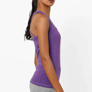 Camisetas sin Mangas con Cuello Redondo para Mujer, Color Morado, Algodón/Fibra de Bambú, Tallas Grandes, Tops de Mujer de Pakistán - Product Image 3