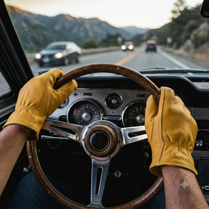 Unlined Soft Comfortable Leather <b>Gloves</b> Heat Resistance Anti-Slip Yellow Industrial Safety Protection for Work Driving Smooth - Product Image 2