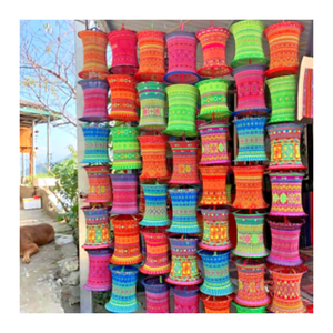 Farol de tela hecho a mano, adorno colgante para árbol de Navidad de Vietnam, mini farol de brocado estilo seda, juego colorido, venta al por mayor - Product Image 1