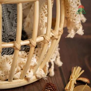 Panier bébé rustique en rotin avec doublure en dentelle, ensemble de rangement écologique pour enfants. Accessoire pour la photographie de nouveau-nés. - Product Image 2