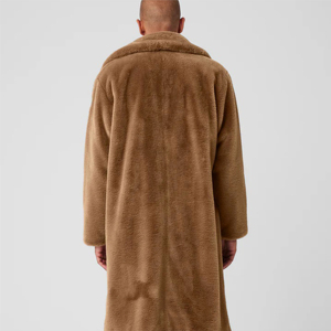 เสื้อโค้ทโอเวอร์โค้ทขนสัตว์แท้ 100% สีน้ำตาลลายดอกไม้ สำหรับผู้ชาย แบรนด์ OEM หรูหรา กันหนาว มีฮู้ด ป้องกันรอยยับ ราคาขายส่ง - Product Image 3