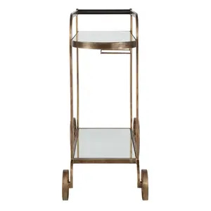 Modern Serving Trolley for Home Bar Setup Premium Bar Trolley with <b>Glass</b> Luxury Metal Drink Trolley for Event Styling plated - Product Image 2
