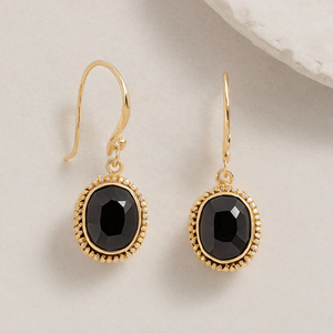Hermosos y Elegantes Pendientes Ovalados de Ónix Negro en Plata de Ley 925 con Baño de Oro de 18K, Joyería de Moda a Precio de Mayoreo - Product Image 6