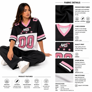 Camiseta de Fútbol de Malla con Cuello en V de Alta Calidad, Manga Corta, Ajuste Relajado, Gráfico de Estrella, Detalle de Número, Estilo Urbano Y2K, Venta al por Mayor a Granel - Product Image 1