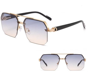 Gafas de Sol de Moda 2025 con Logotipo Personalizado, Montura Metálica Cuadrada de Media Montura, Resistentes a los Rayos UV, para Hombre y Mujer, para Viajes de Verano - Product Image 4