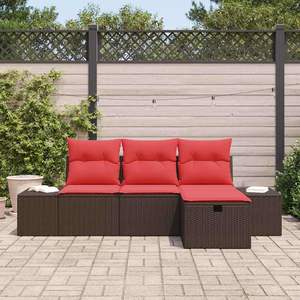 Conjunto de Sofá de Jardín de 4 Piezas de Ratán Sintético con Cojín de Almacenamiento - Product Image 3