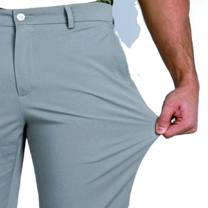 Pantalones Casuales Rectos para Hombre, Grises, Tipo Chino, Transpirables, Cintura Elástica, Ropa de Calle, Ropa de Trabajo, Pantalones para Exteriores, Bordados, de Secado Rápido - Product Image 5