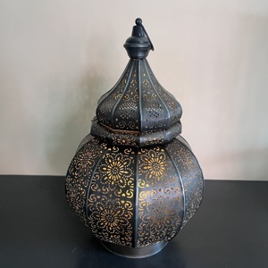 Moroccan Style Iron Design Lantern Vintage Hollow Carved <b>Decorative</b> <b>Table</b> Model L539 for Ramadan Eid Home <b>Decoration</b> - Product Image 3