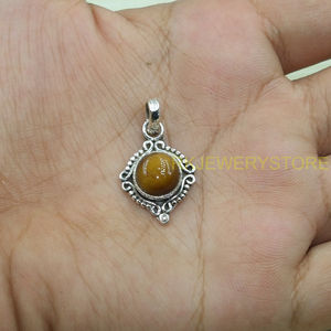 Collier pendentif en pierre œil de tigre de bonne qualité, pendentif en argent sterling 925, bijoux œil de tigre brun, cadeau pour femme, petite amie, maman - Product Image 3