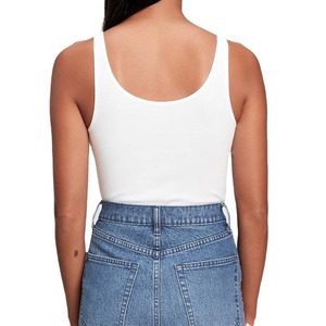 Camiseta sin mangas acanalada para mujer, ligera, transpirable, sin costuras, con cuello redondo, logo frontal, corte casual recortado, 100% algodón - Product Image 6