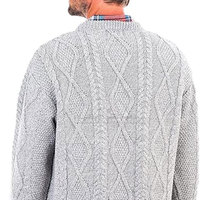 Pull tricoté confortable pour homme avec logo frontal, en fil doux, bordure côtelée, écologique et personnalisable