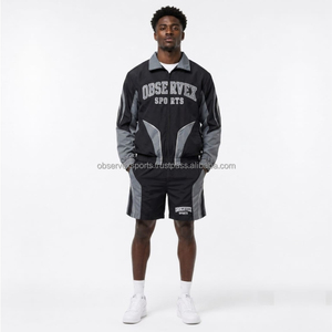 Ensemble coupe-vent personnalisé avec logo pour homme – Veste et pantalon de jogging légers et imperméables – Ensemble coupe-vent en nylon pour homme pour activités de plein air - Product Image 1