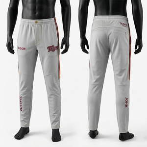 Pantalones de Cricket para Hombre, Tela Elástica de Poliéster Premium, Transpirables, Sensación Suave, Color Gris con Paneles Verdes en Contraste, Logotipo Personalizado Impreso - Product Image 2