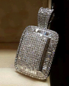 Pendentif Dvars en moissanite baguette sertie de diamants, en argent sterling 925, style hip-hop - Product Image 6