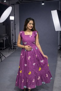 AARYA 2026 Nouvelle Robe d'été décontractée à imprimé floral lavable, longueur mi-cuisse, coupe ample, style occidental, pour femme, manches courtes - Product Image 3