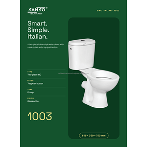 Inodoro de Dos Piezas de Cerámica Sanso 1003 con Sifón en P, Tapa de Asiento Fácil de Limpiar Incluida - Venta al por Mayor Directa de Fábrica desde India - Product Image 2