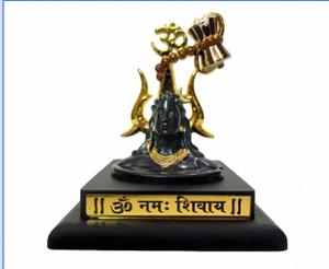 Idole du Dieu Shiva en polyrésine noire et or avec Trishul, Damru et Rudraksha, 4,5 pouces, Murti Mahadev pour le temple, le bureau, la voiture et la décoration de la maison - Product Image 2