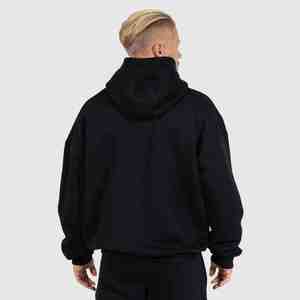 Men's <b>Black</b> Hooded Sweatshirt Oversized Fit Cotton French Terry Casual Autumn Wear - Product Image 2