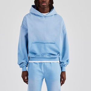 Conjunto de 2 Piezas de Sudadera con Capucha y Cremallera de Alta Calidad, Transpirable, con Pedrería, Estilo Vintage, Lavado Ácido, Chándal para Hombre - Product Image 2