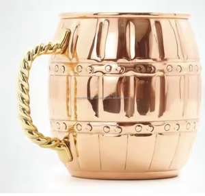 Mug en cuivre écologique avec poignée en laiton 500 ml, design classique fait main, anti-fuite, cadeau d'affaires, mug à bière, isolation thermique 6-12 - Product Image 3